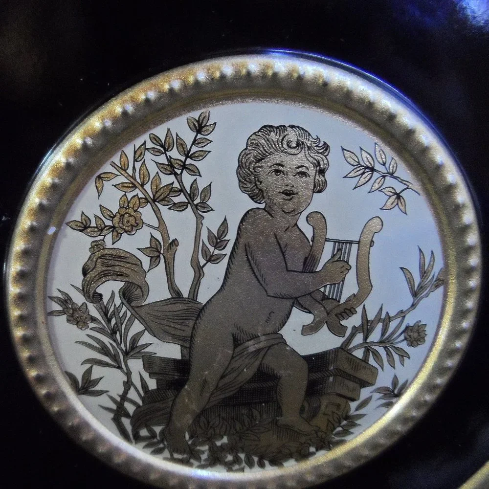 Vintage Guildcraft Double Sided Golden Cherub Angel Tin